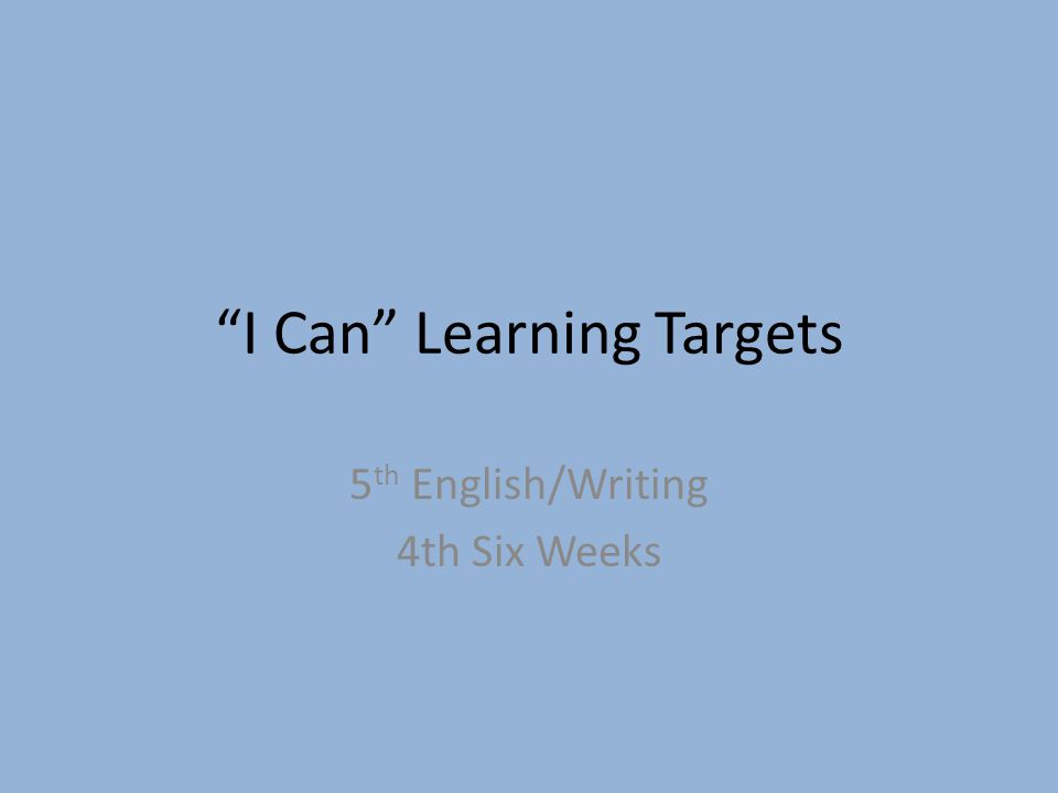 I Can Learning Targets