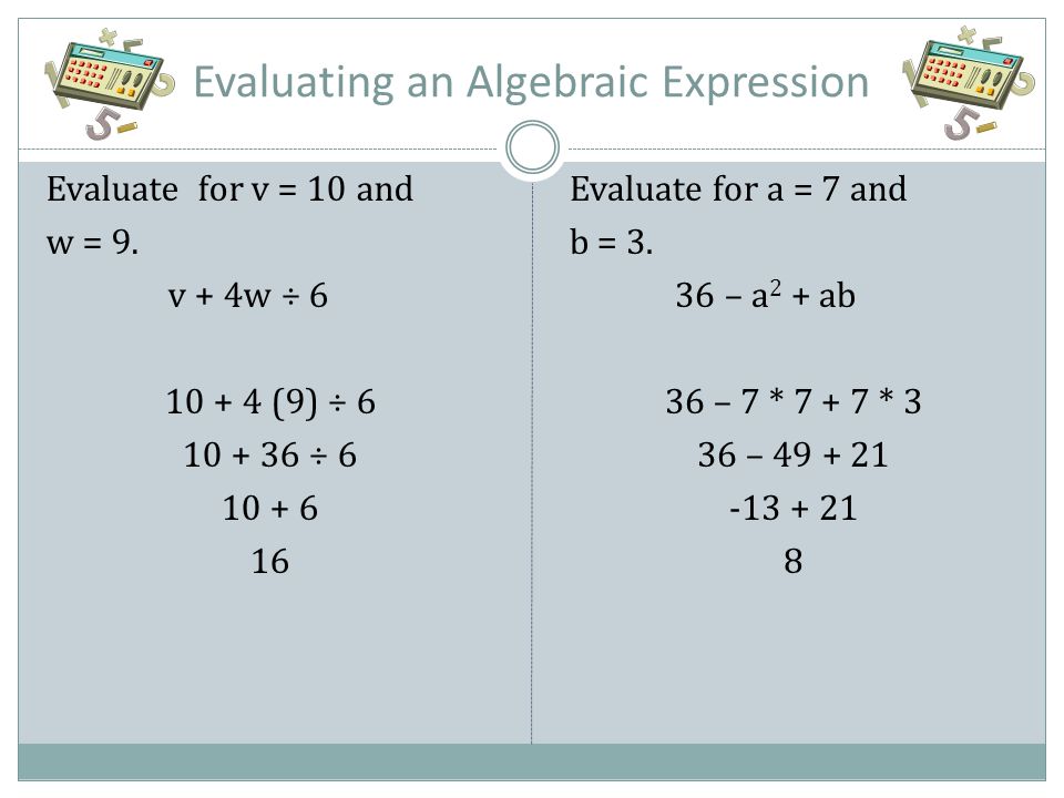 Evaluating an Algebraic Expression