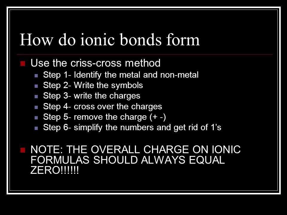 How do ionic bonds form Use the criss-cross method