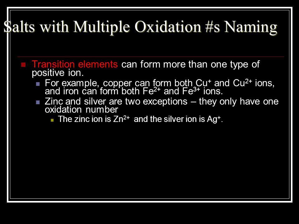 Salts with Multiple Oxidation #s Naming