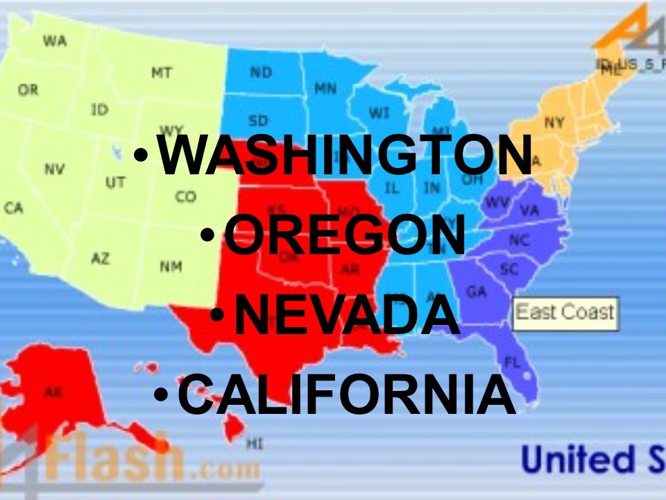 WASHINGTON OREGON NEVADA CALIFORNIA