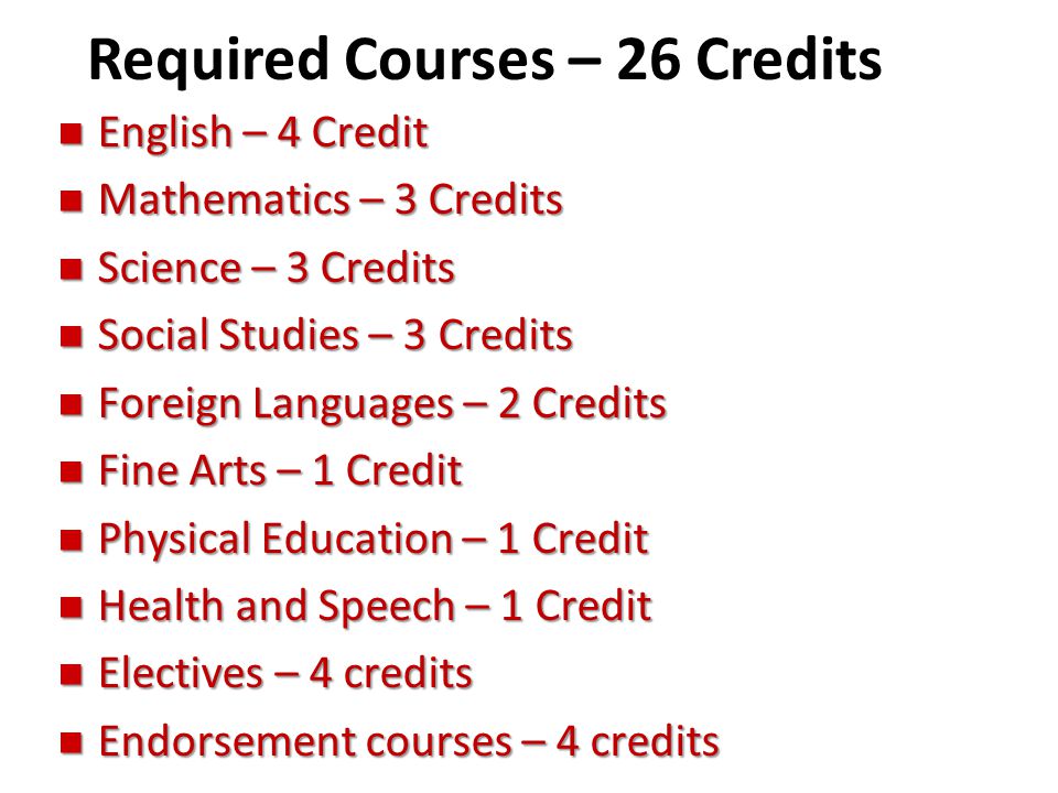 Required Courses – 26 Credits