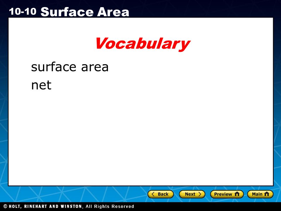 Vocabulary surface area net
