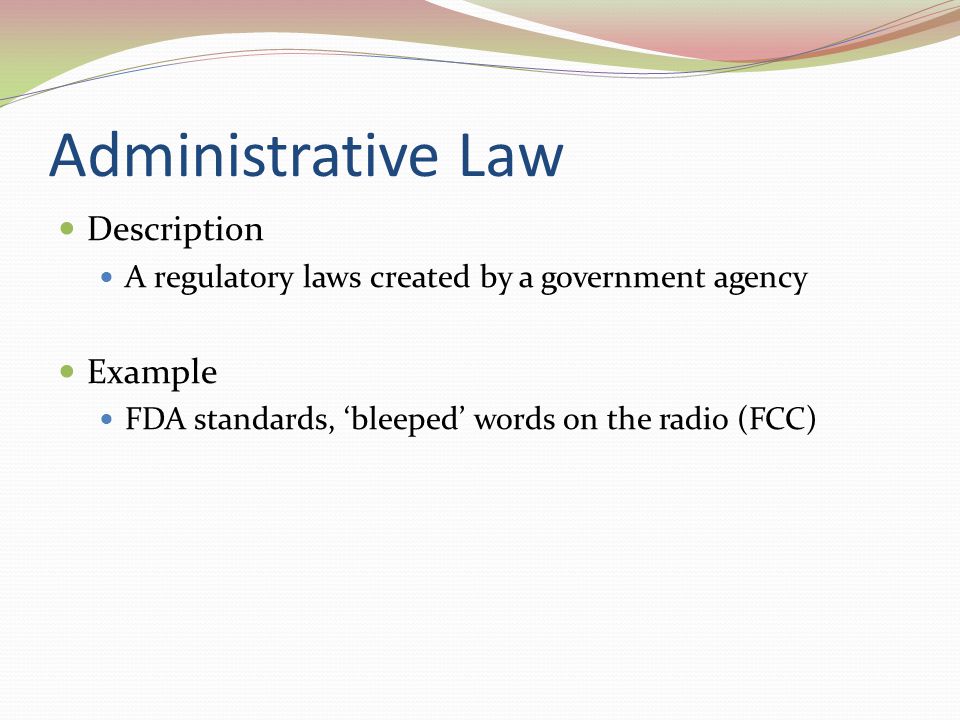 Administrative Law Description Example