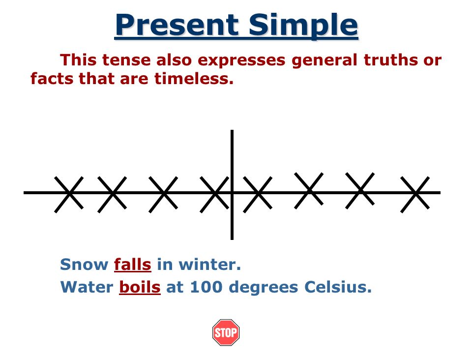 Present Simple Snow falls in winter.