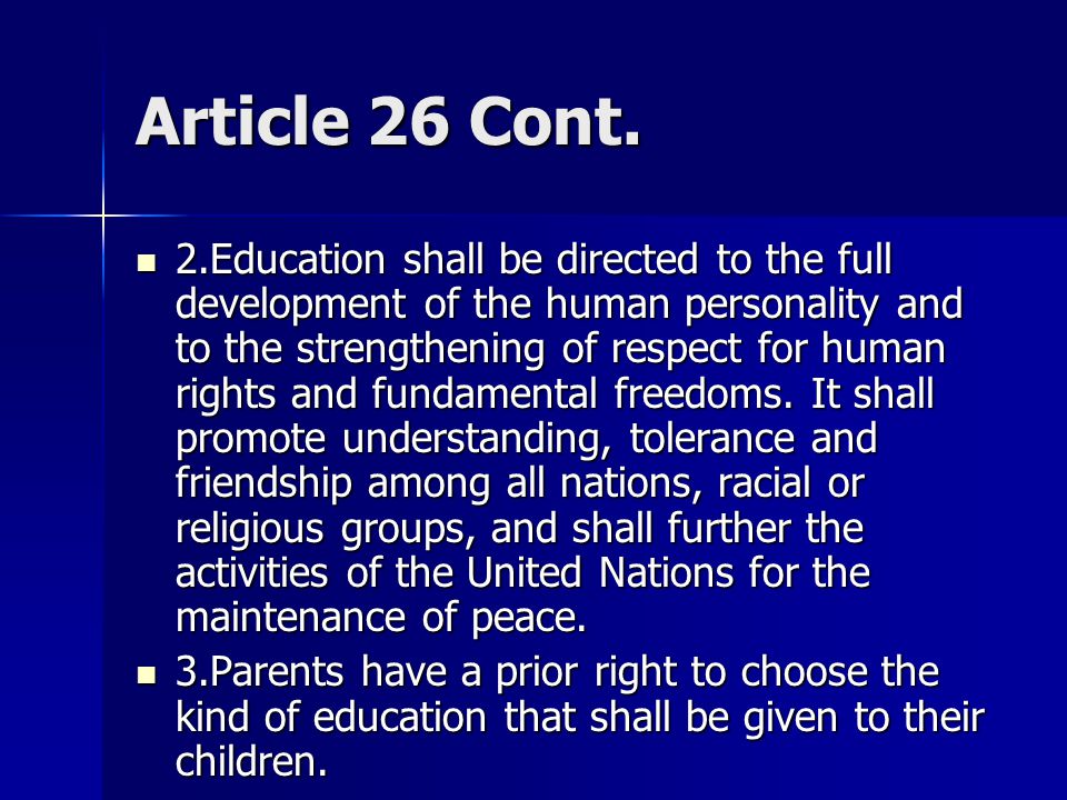 Article 26 Cont.