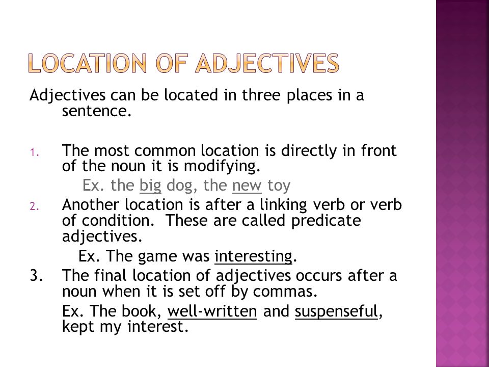 LOCation of adjectives