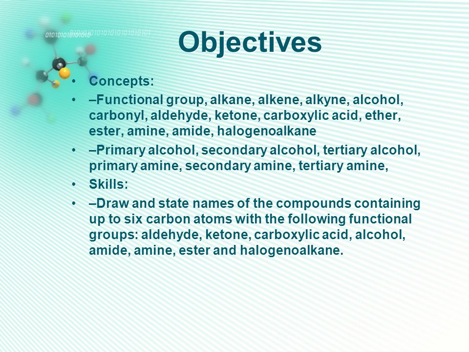Objectives Concepts: