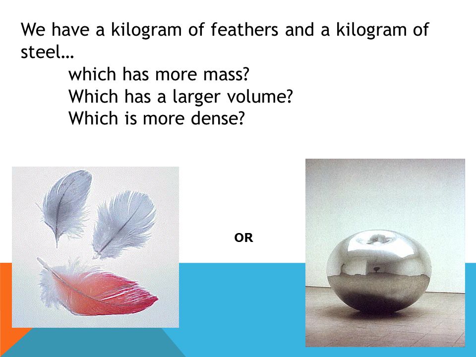 We have a kilogram of feathers and a kilogram of steel…