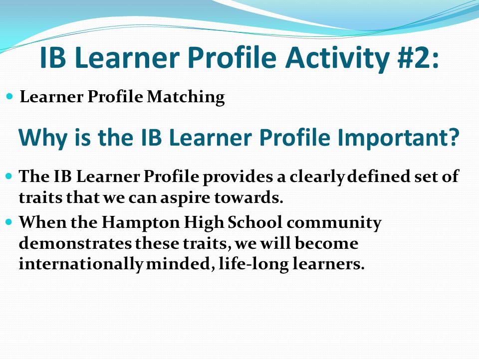 IB Learner Profile Activity #2: