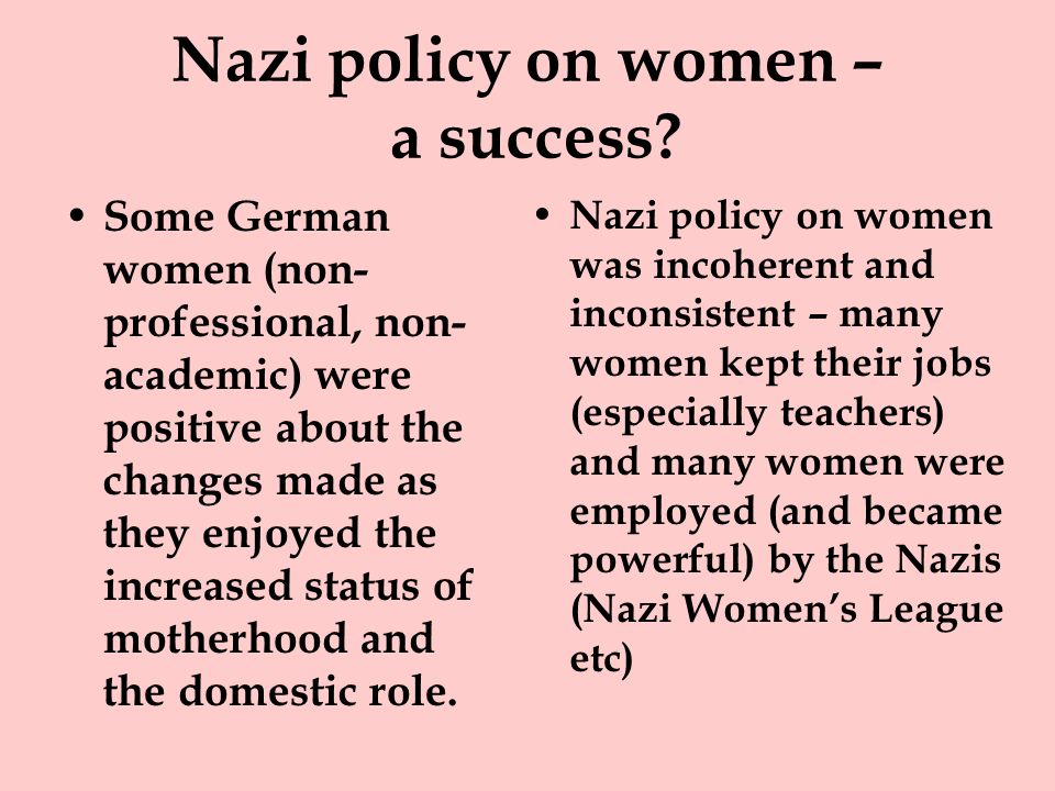 Nazi policy on women – a success