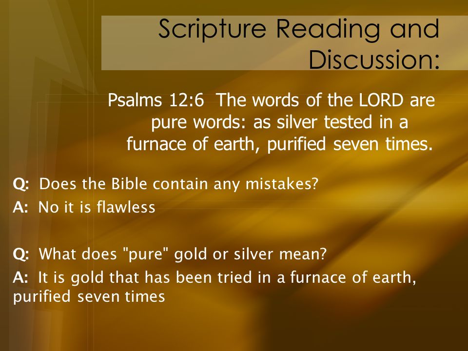 Scripture Reading and Discussion: