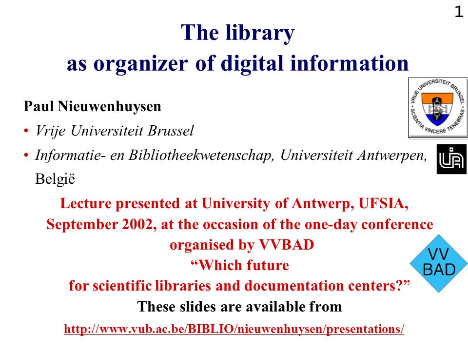 The library as organizer of digital information
