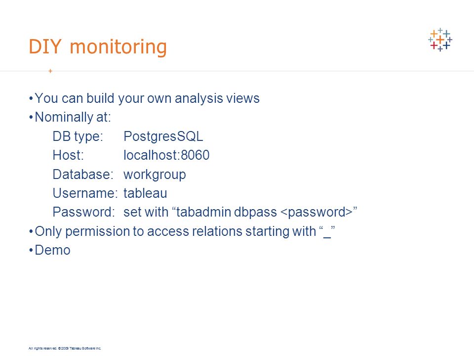 DIY monitoring You can build your own analysis views Nominally at: