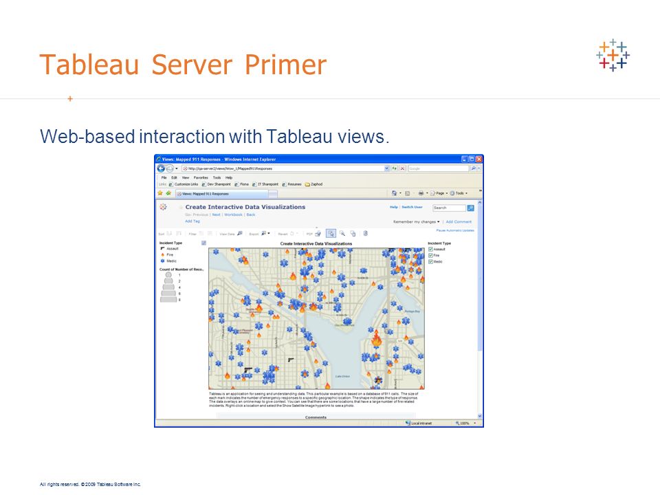 Tableau Server Primer Web-based interaction with Tableau views.