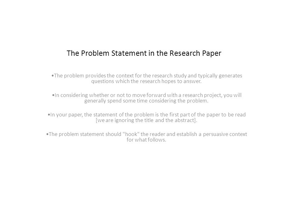 The Problem Statement In The Research Paper Ppt Video Online
