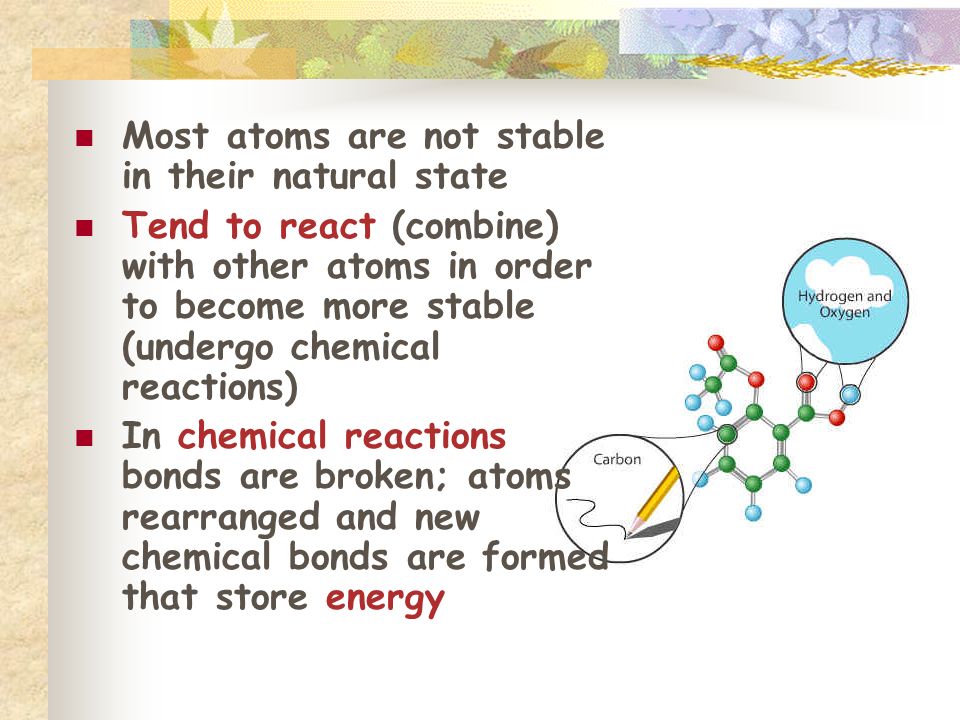 Most atoms are not stable in their natural state