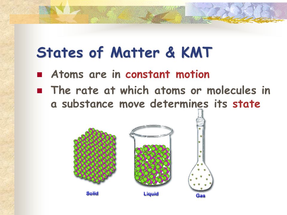 States of Matter & KMT Atoms are in constant motion