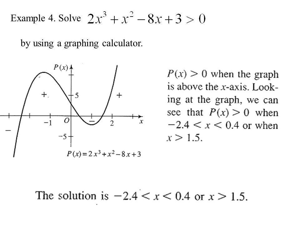 Example 4. Solve by using a graphing calculator.