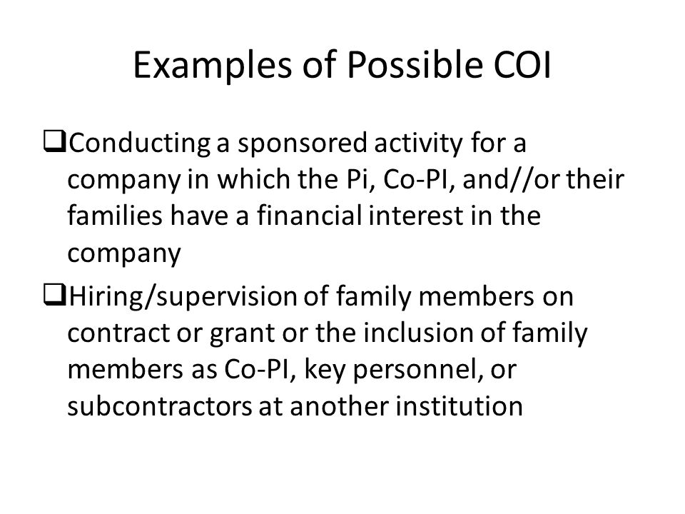 Examples of Possible COI