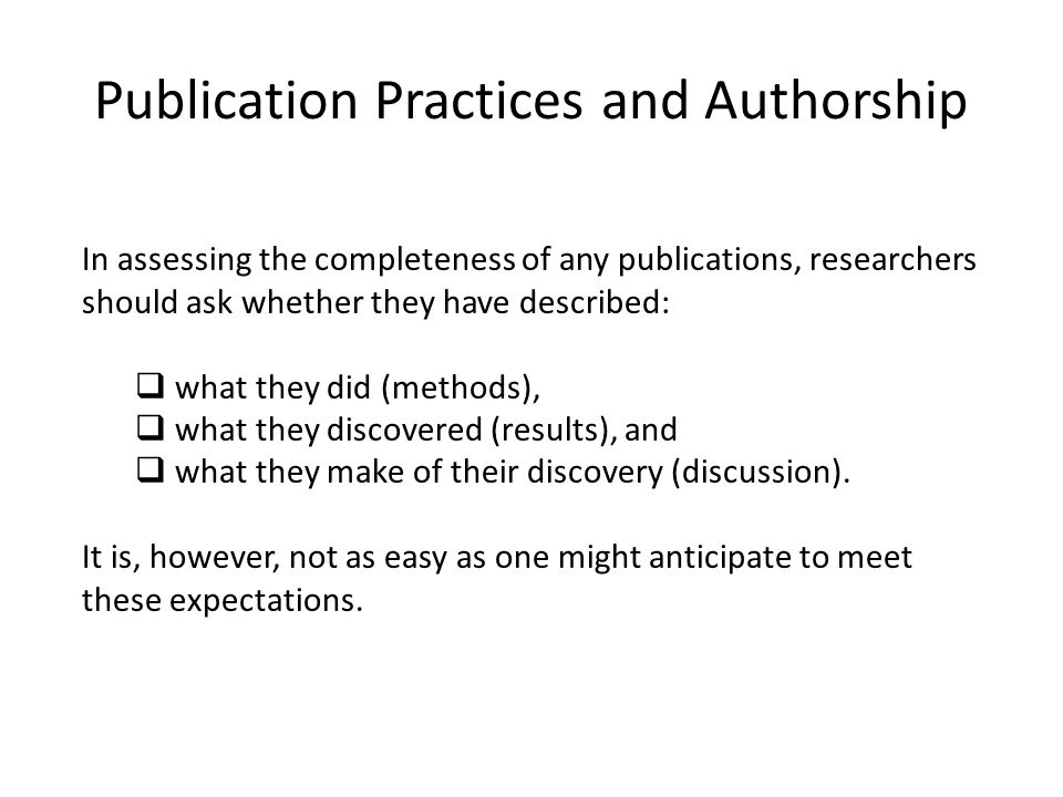 Publication Practices and Authorship