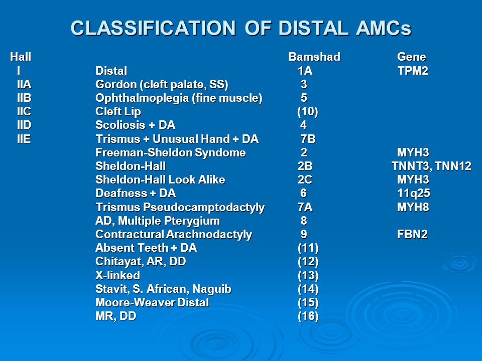 CLASSIFICATION OF DISTAL AMCs