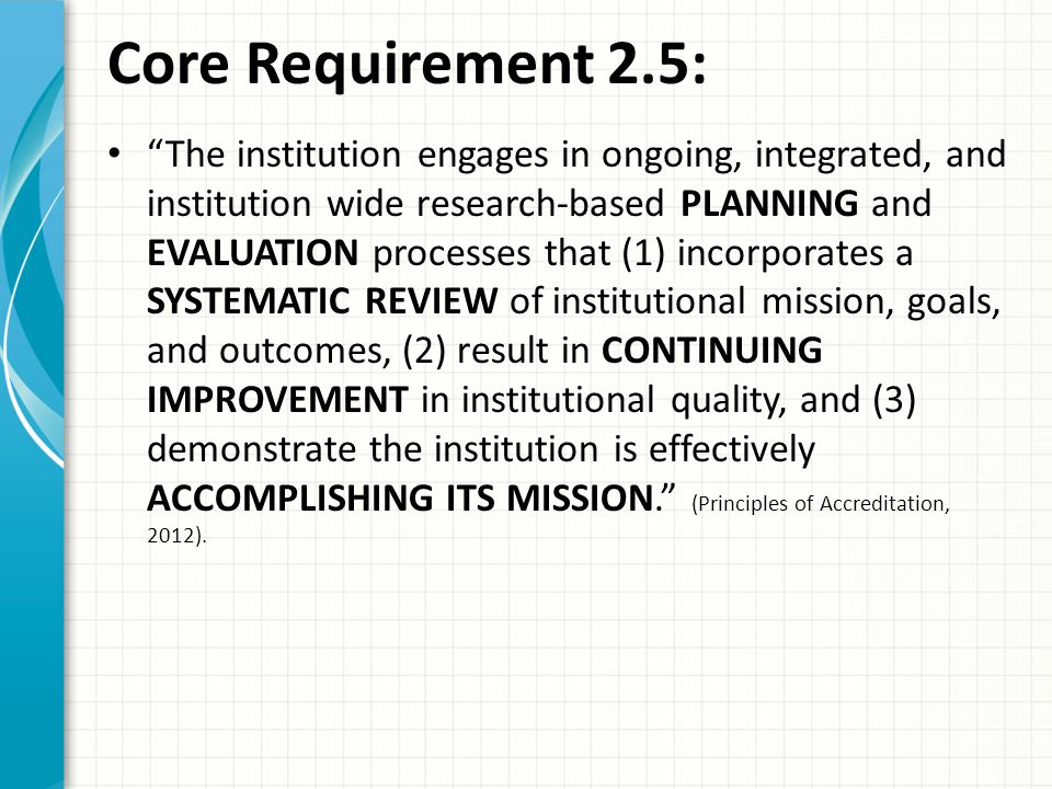 Core Requirement 2.5: