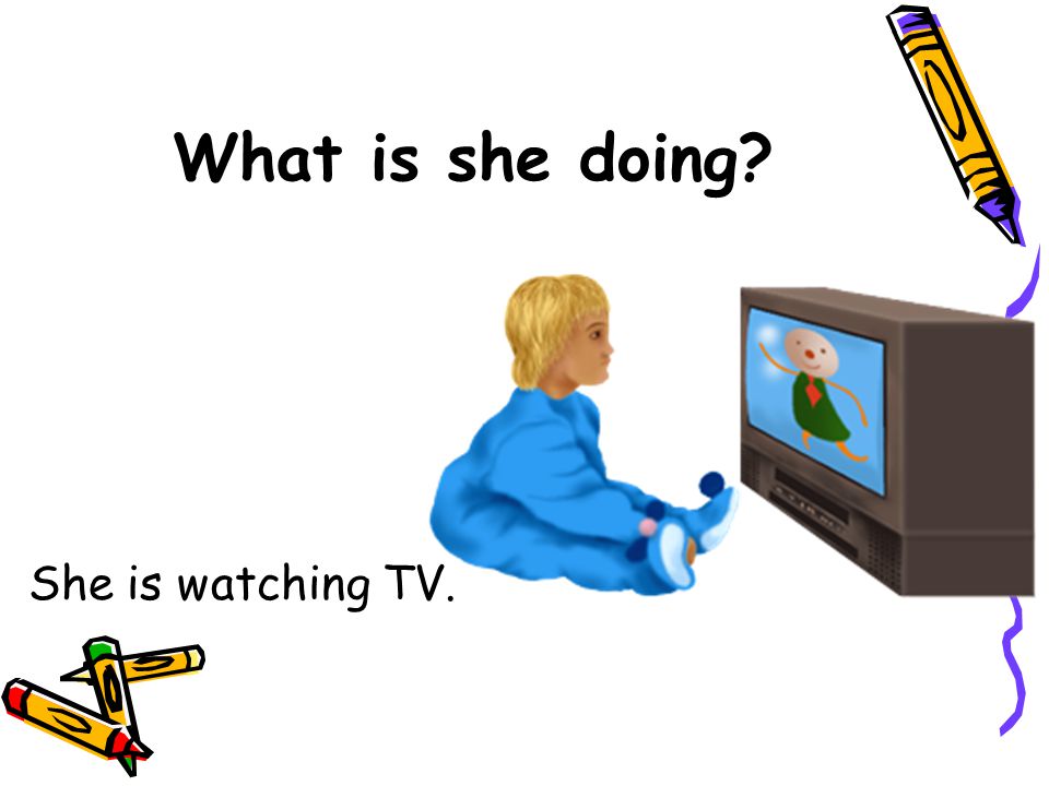 What is she doing She is watching TV.