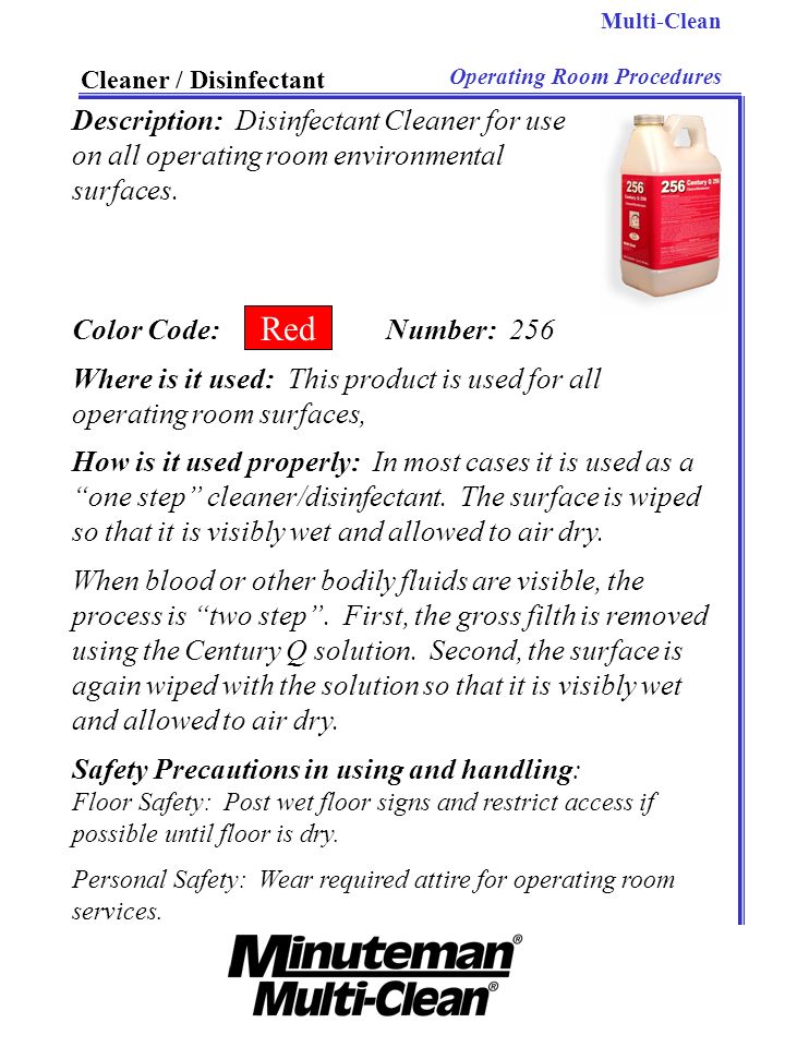 Red Description: Disinfectant Cleaner for use
