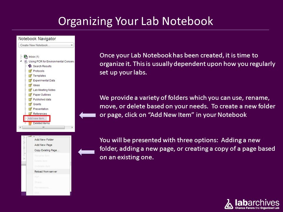 Organizing Your Lab Notebook