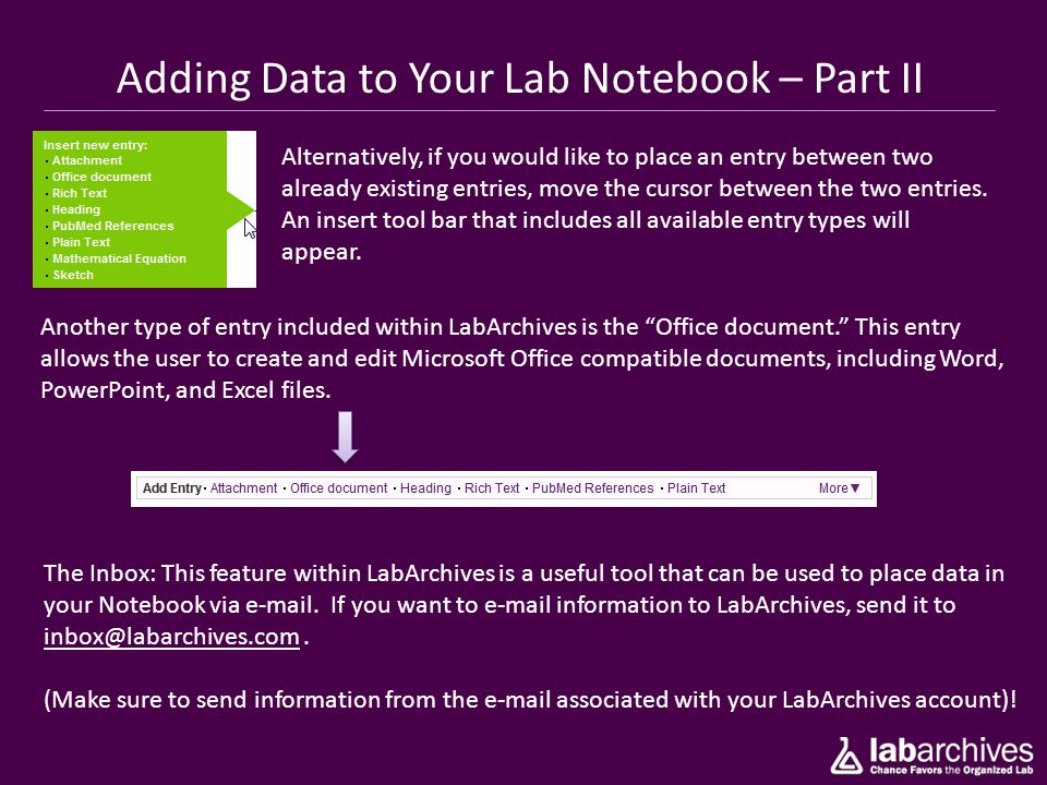 Adding Data to Your Lab Notebook – Part II
