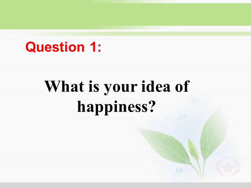 What is your idea of happiness