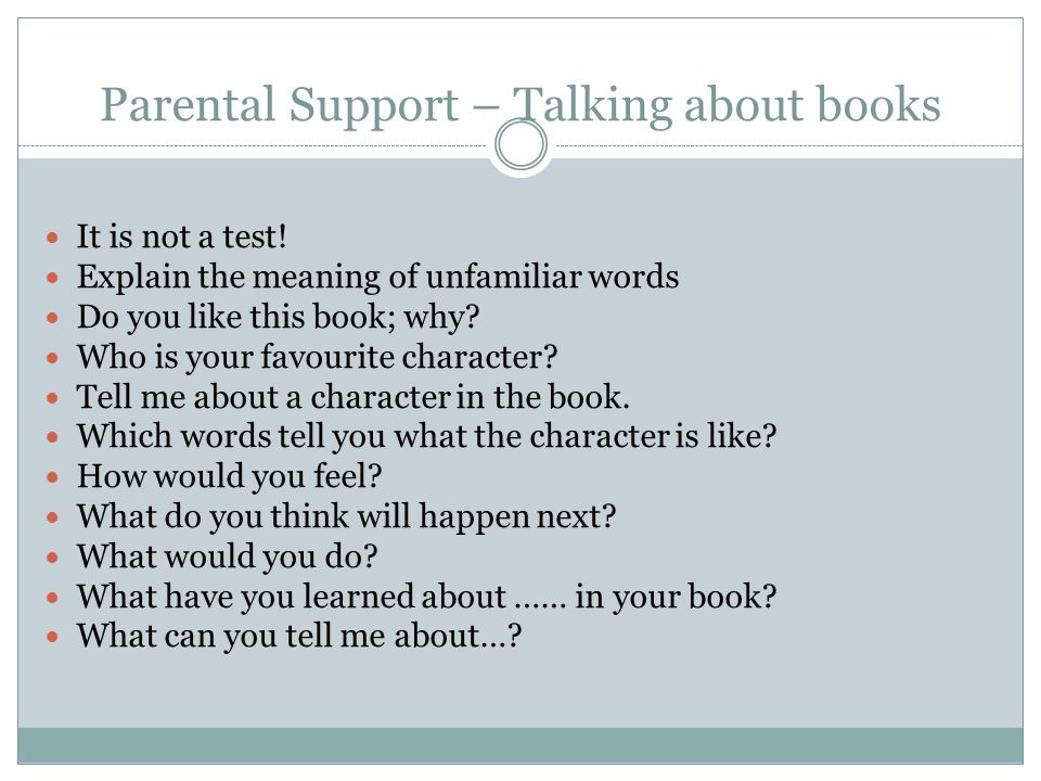Parental Support – Talking about books