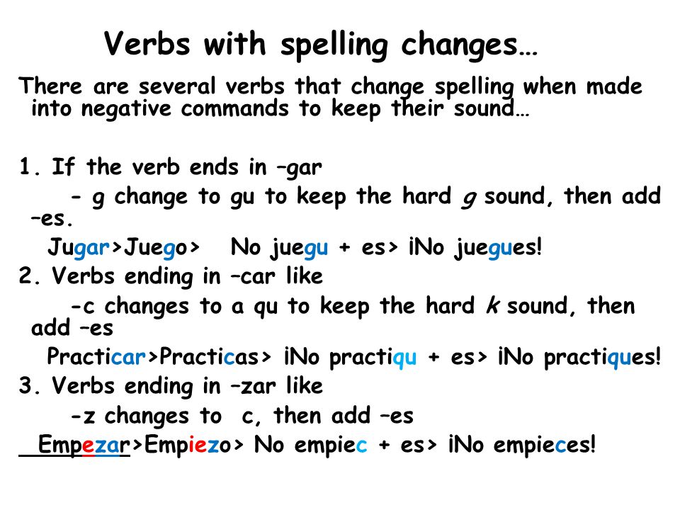 Verbs with spelling changes…