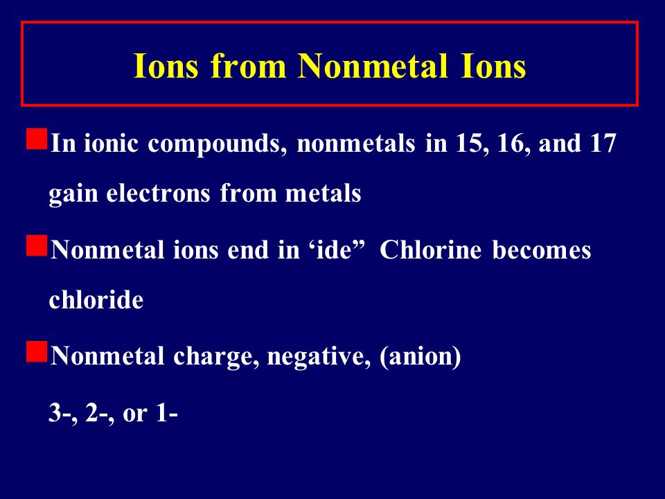 Ions from Nonmetal Ions