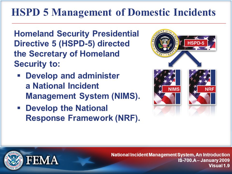 HSPD 5 Management of Domestic Incidents