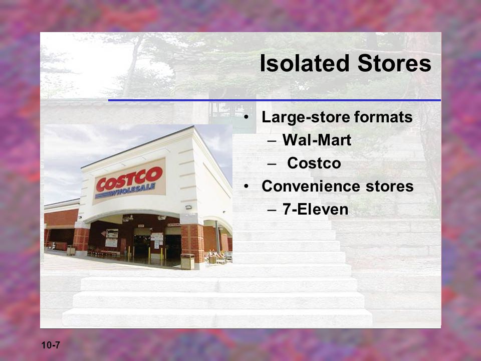 Isolated Stores Large-store formats Wal-Mart Costco Convenience stores
