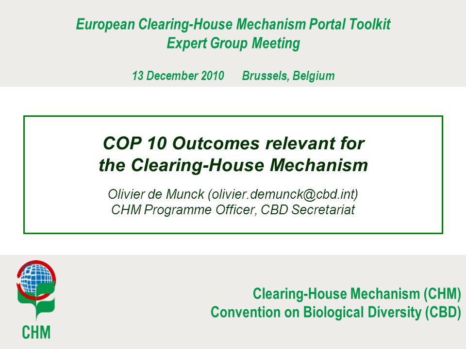European Clearing-House Mechanism Portal Toolkit Expert Group Meeting