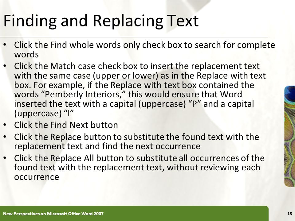 Finding and Replacing Text