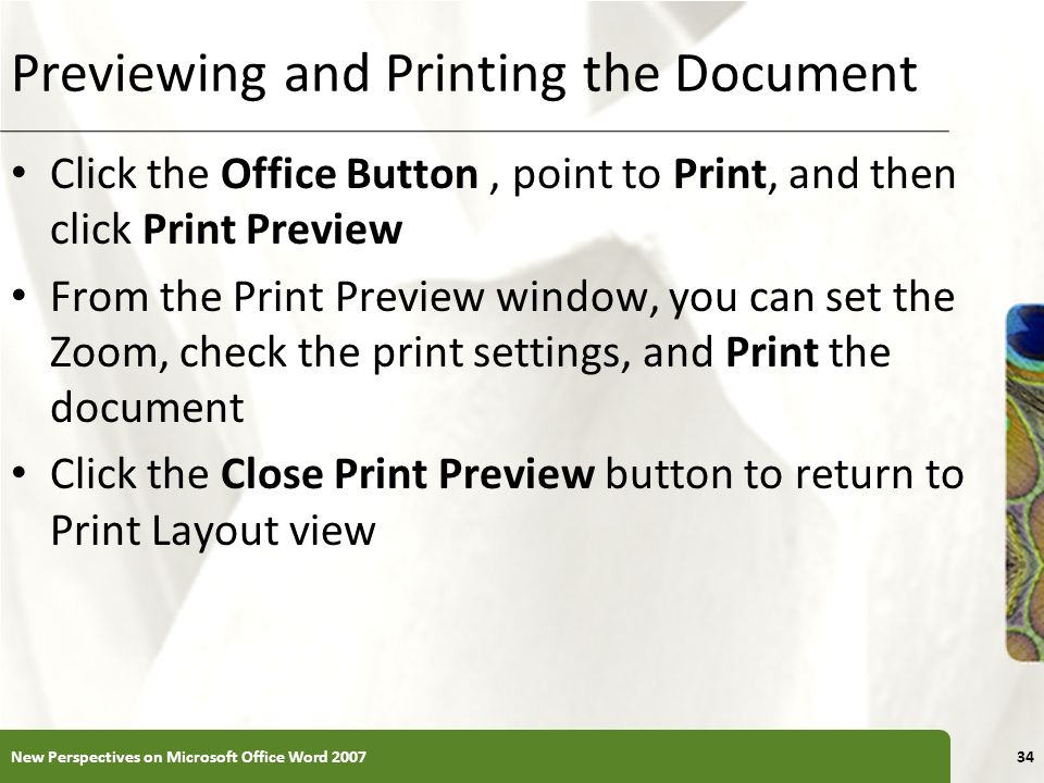 Previewing and Printing the Document