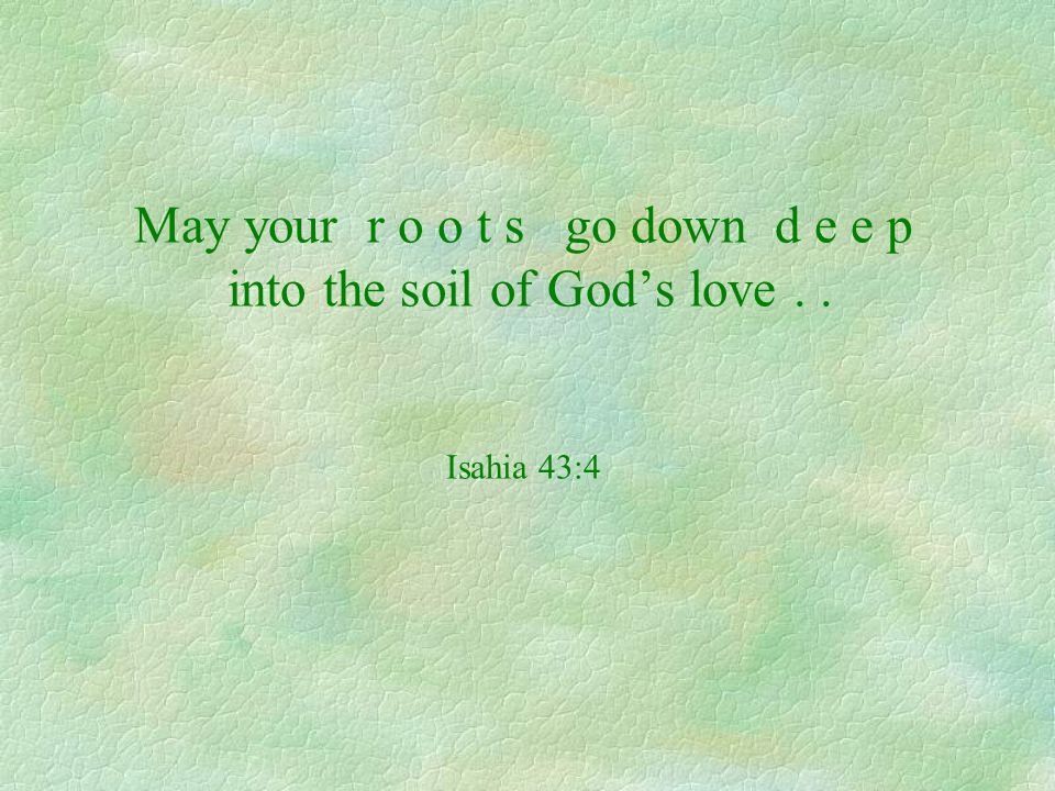 May your r o o t s go down d e e p into the soil of God’s love