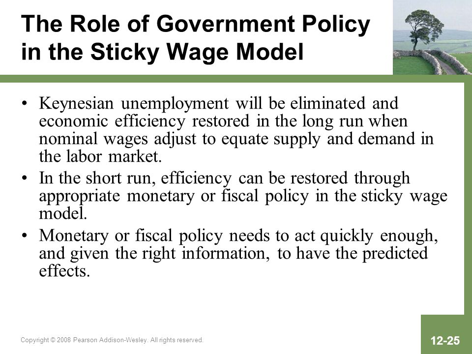 The Role of Government Policy in the Sticky Wage Model