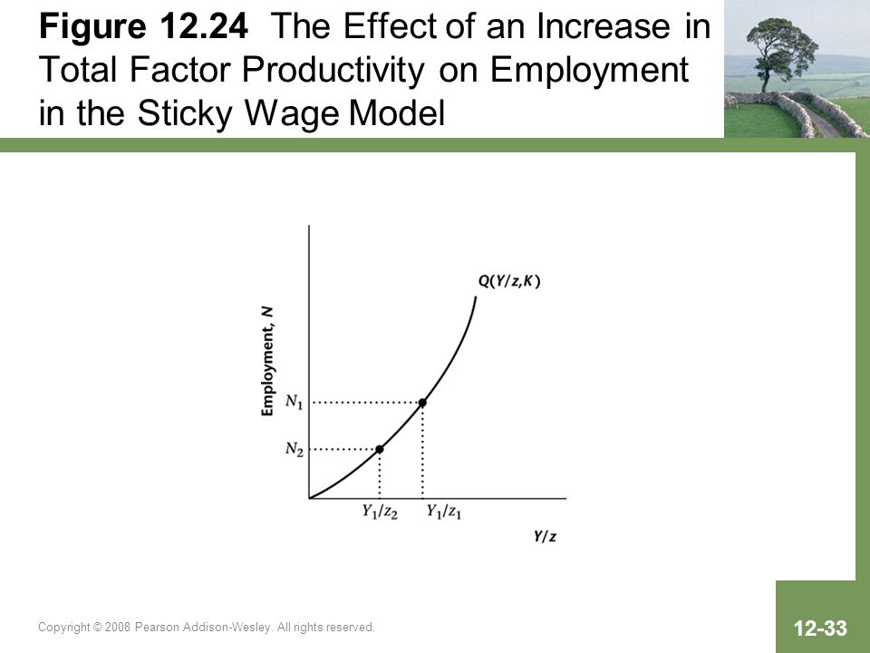 Figure The Effect of an Increase in Total Factor Productivity on Employment in the Sticky Wage Model