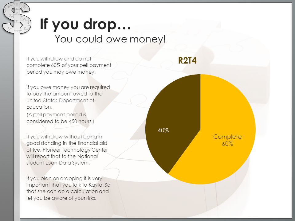 If you drop… You could owe money!