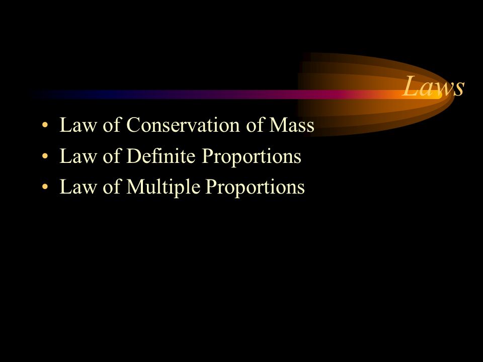 Laws Law of Conservation of Mass Law of Definite Proportions