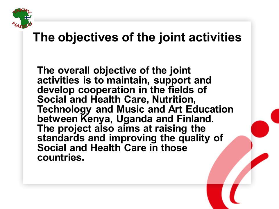 The objectives of the joint activities