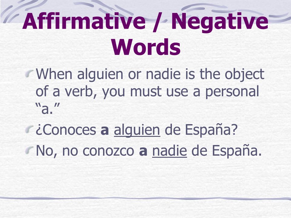 Affirmative / Negative Words