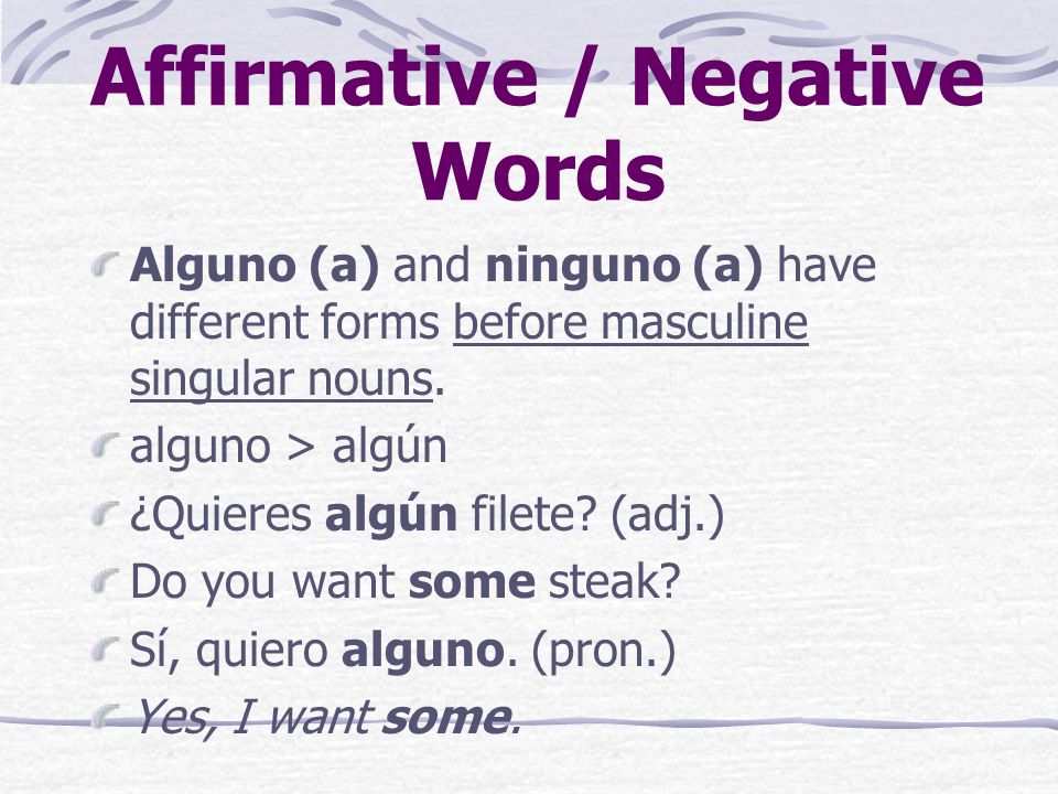 Affirmative / Negative Words