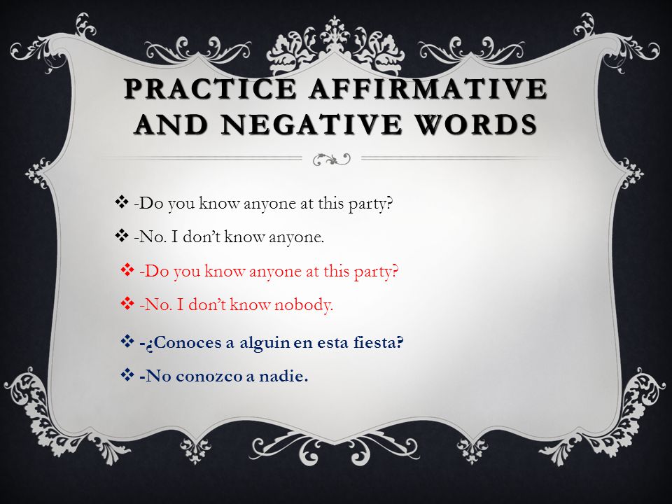 Practice Affirmative and Negative Words