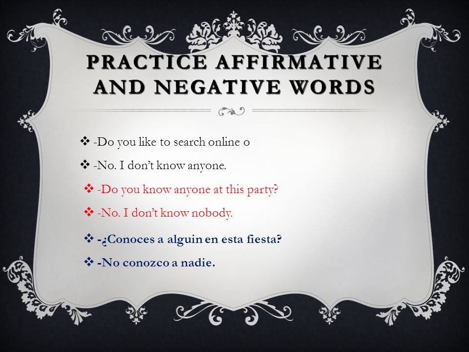 Practice Affirmative and Negative Words